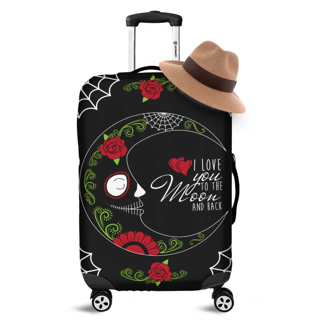 Love You To The Moon Sugar Skull Luggage Cover