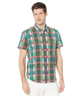 Lucky Brand Ikat Plaid Workwear Short Sleeve Shirt