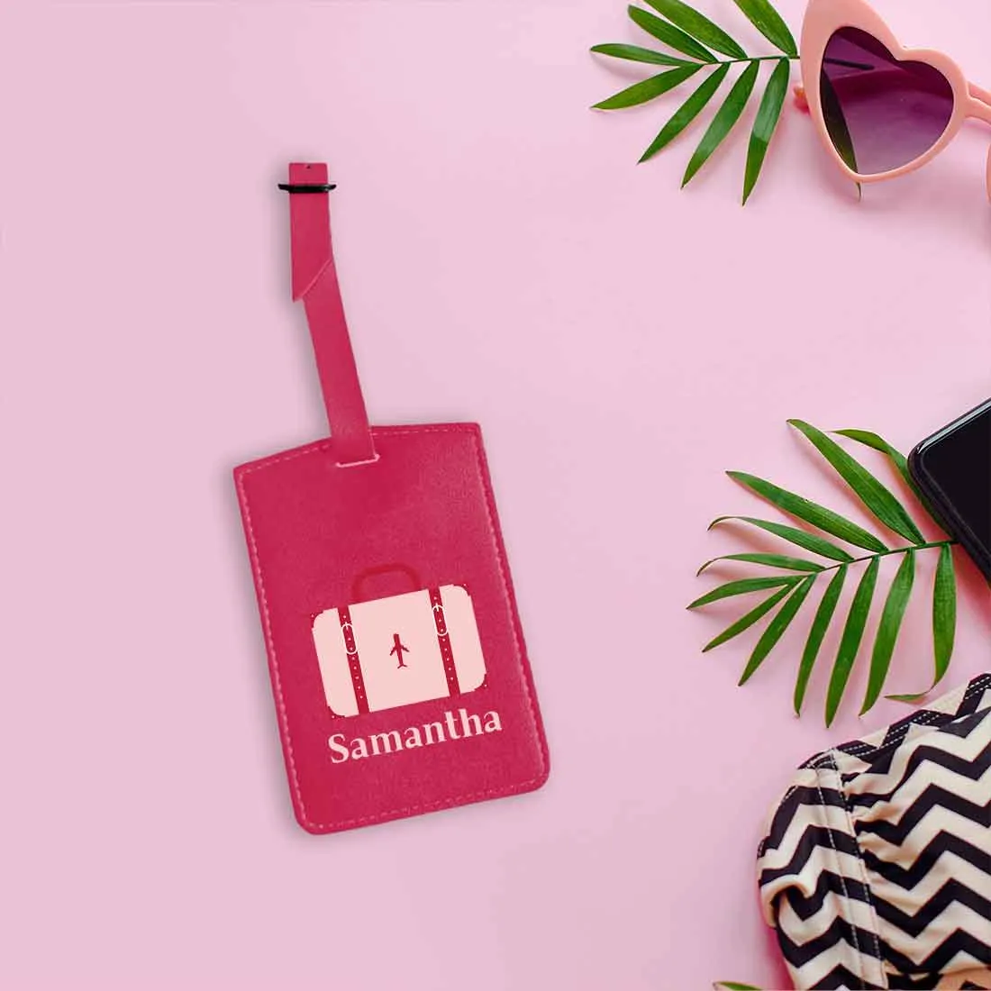 Luggage Tag with Name Custom Design PU Leather Bag Name Tags