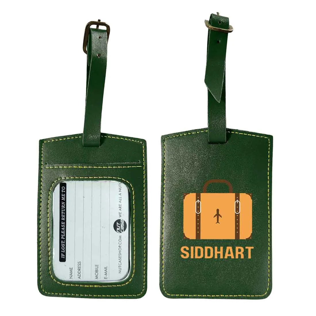 Luggage Tag with Name Custom Design PU Leather Bag Name Tags