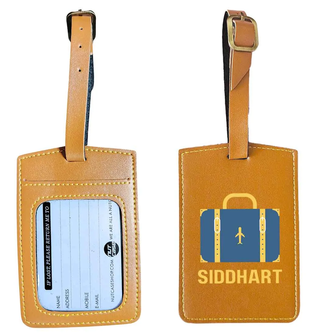 Luggage Tag with Name Custom Design PU Leather Bag Name Tags