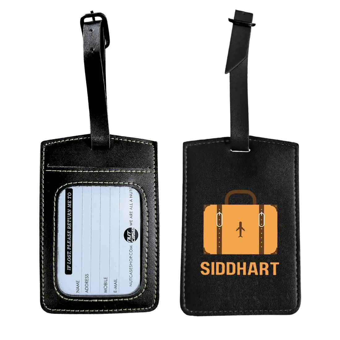 Luggage Tag with Name Custom Design PU Leather Bag Name Tags