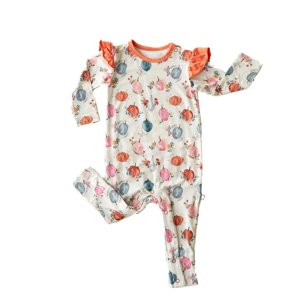 Macaron + Me Ruffle Romper - Pumpkin Patch (Final Sale)