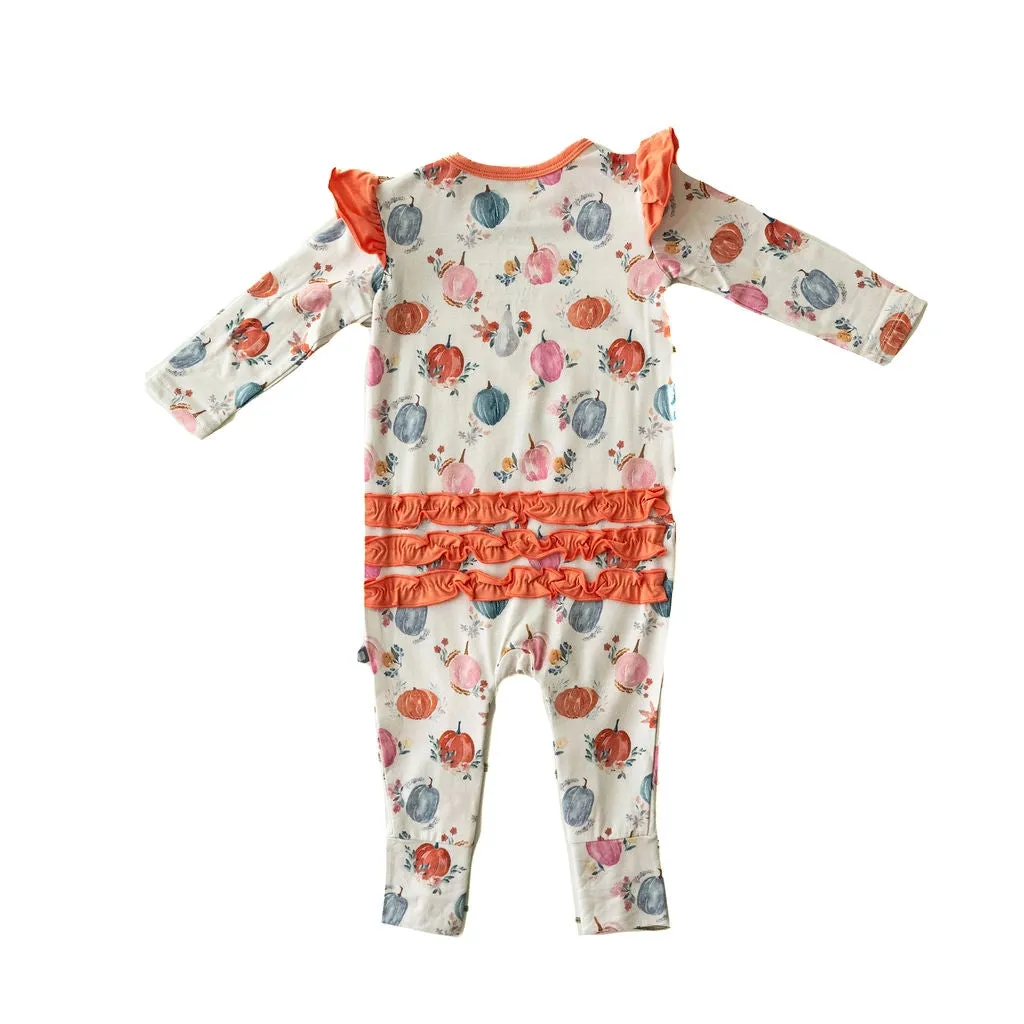 Macaron + Me Ruffle Romper - Pumpkin Patch (Final Sale)