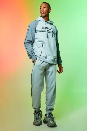 Man Ofcl Reflective Raglan Hooded Tracksuit | boohooMAN UK