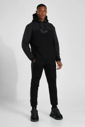 Man Roman Tape Colour Block Tracksuit | boohooMAN UK