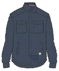 Maple Grid Polar Fleece Shirt - Dark Denim