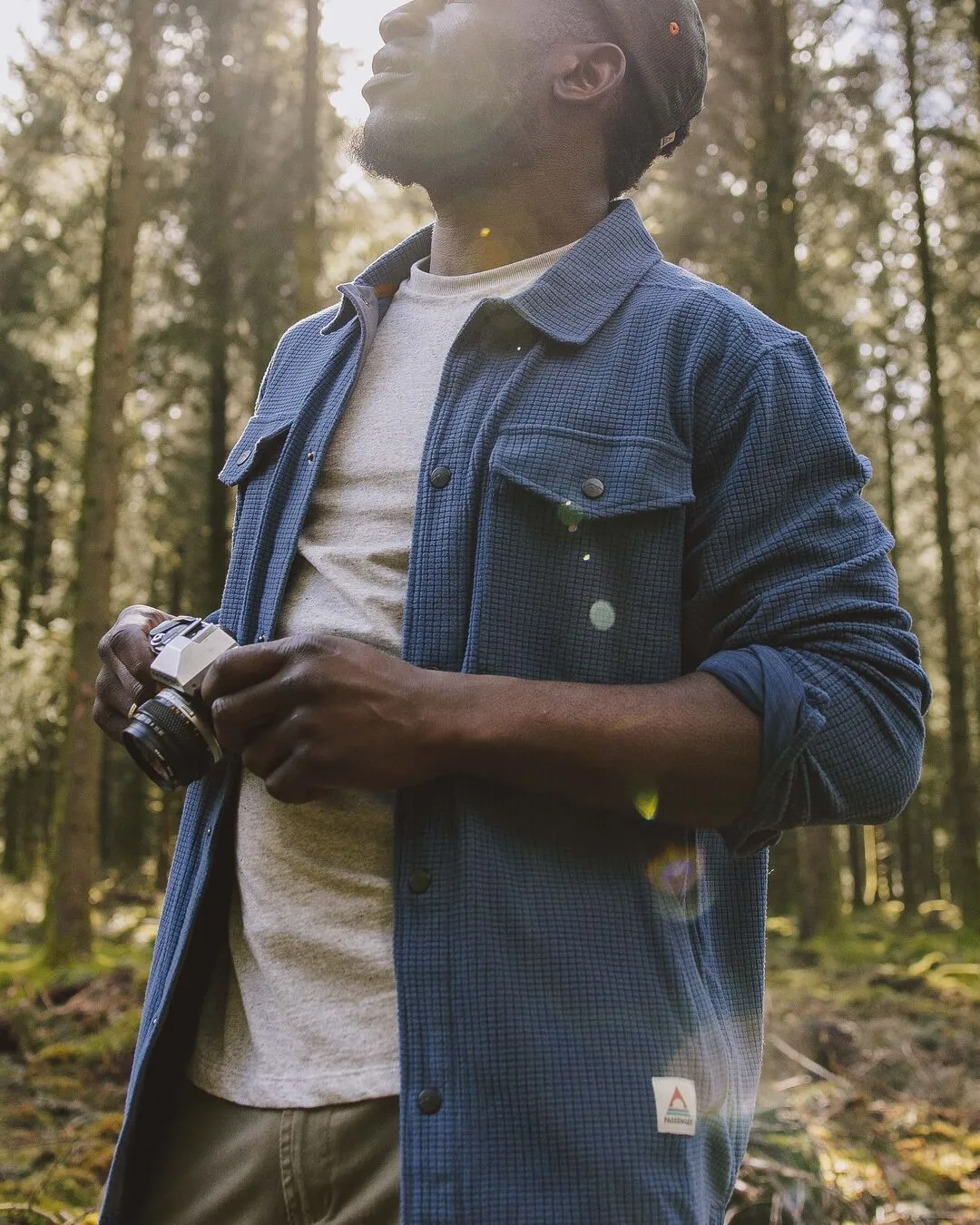 Maple Grid Polar Fleece Shirt - Dark Denim