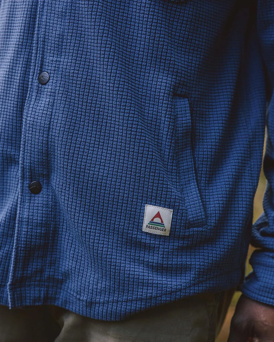 Maple Grid Polar Fleece Shirt - Dark Denim