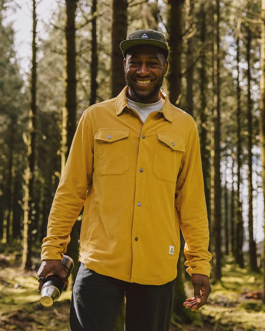 Maple Grid Polar Fleece Shirt - Mustard Gold