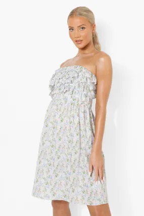 Maternity Bandeau Ruffle Smock Dress