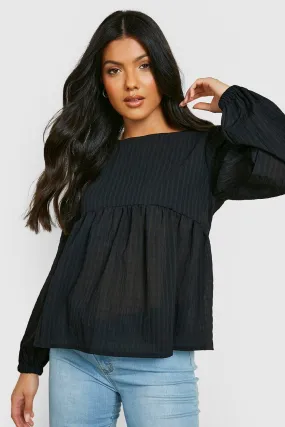 Maternity Crinkle Puff Sleeve Smock Top