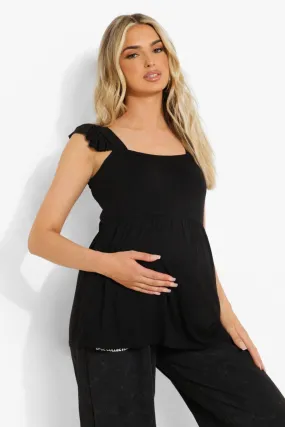 Maternity Frill Shoulder Smock Top