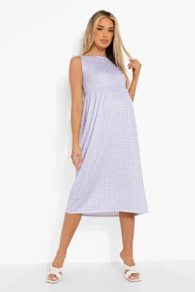 Maternity Gingham Strappy Midi Smock Dress