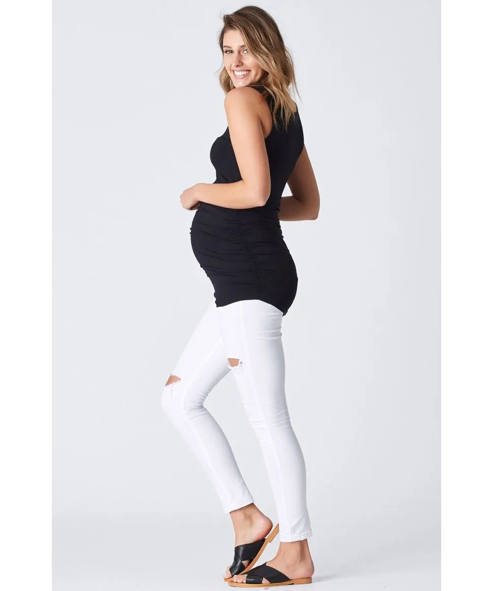 Maternity Luxe Singlet Gathered Sides - Black