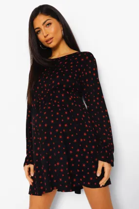 Maternity Star Puff Sleeve Smock Dress