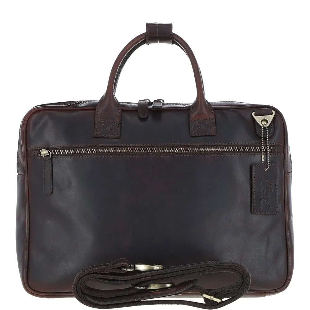 Medium Luxury Leather Ipad Work Bag Brown: K-46