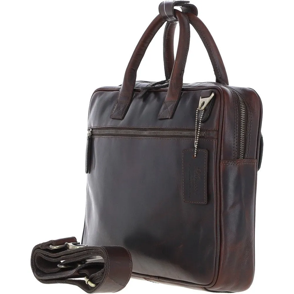 Medium Luxury Leather Ipad Work Bag Brown: K-46