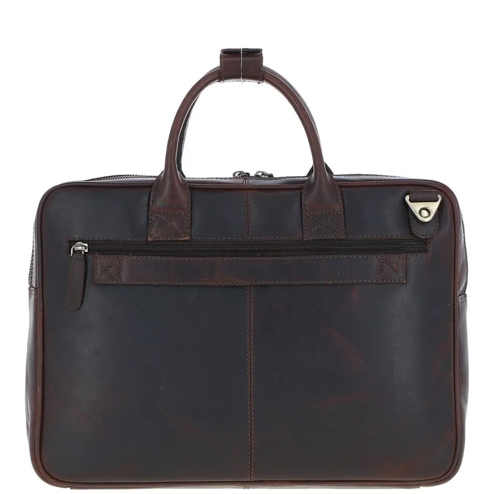 Medium Luxury Leather Ipad Work Bag Brown: K-46