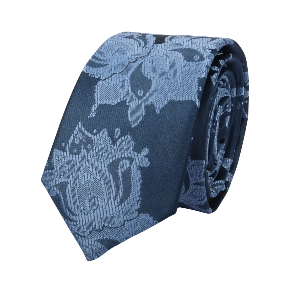 Men's Tie Pocket Sqaure Set Formal Floral Necktie - Blue