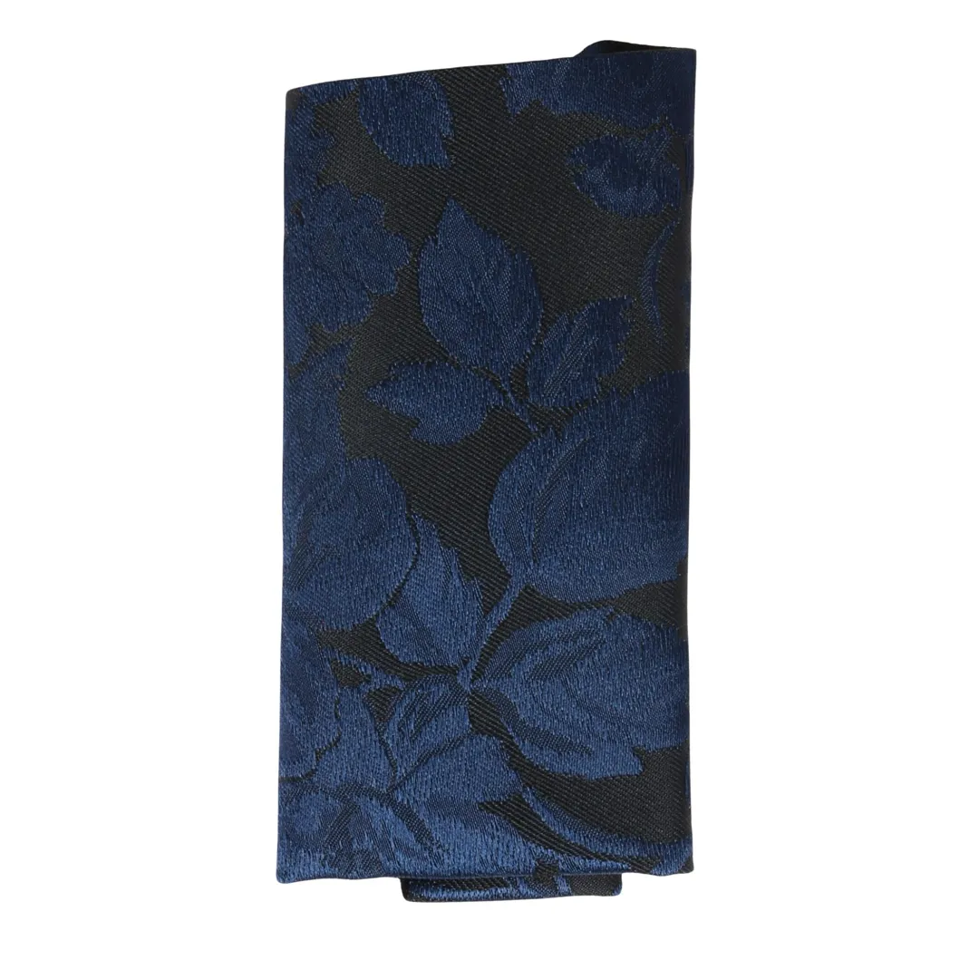 Men's Tie Pocket Sqaure Set Formal Floral Necktie - Navy