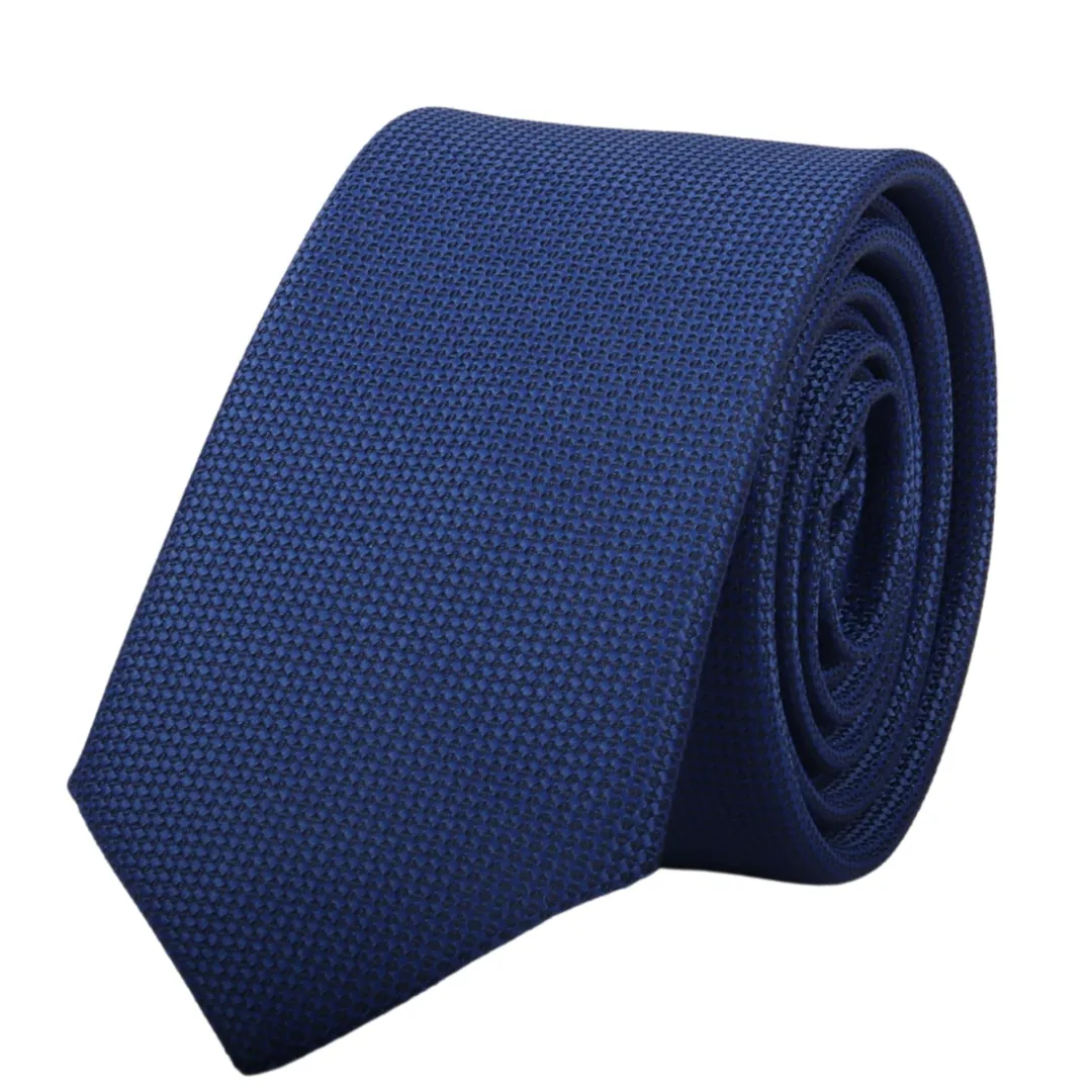 Men's Tie Pocket Sqaure Set Formal Solid Necktie - Navy