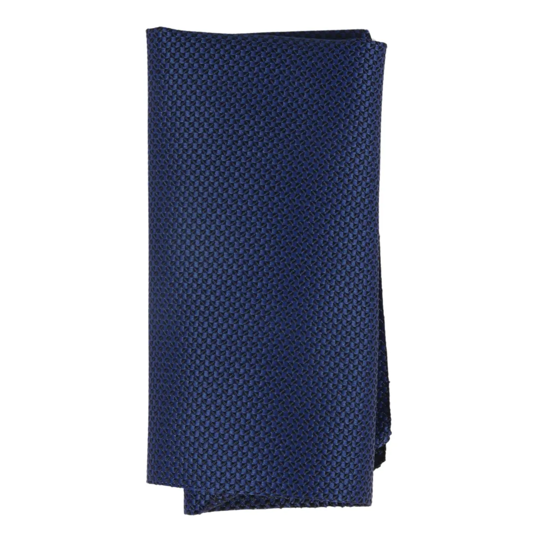 Men's Tie Pocket Sqaure Set Formal Solid Necktie - Navy