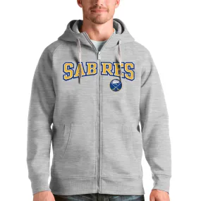 Men's Buffalo Sabres Antigua Heathered Gray Wordmark Victory Full-Zip Hoodie