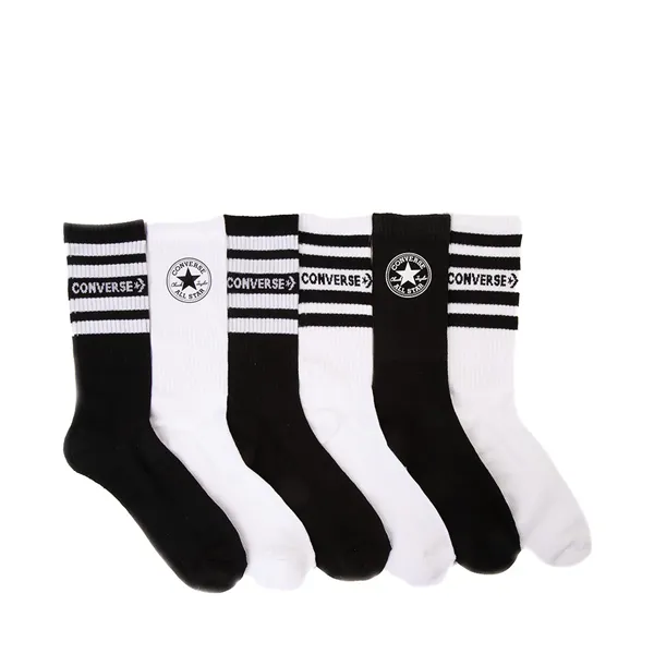 Mens Converse Crew Socks 6 Pack - Black / White