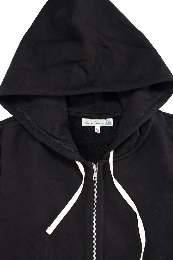 Merz B. Schwanen Heavy Weight Zip Hoodie - Deep Black - 3S80.99