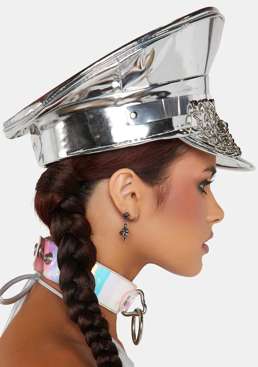 Metallic Hanging Chain Captain Hat-