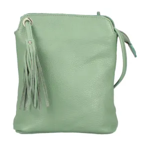 Mint green leather shoulder bag leia