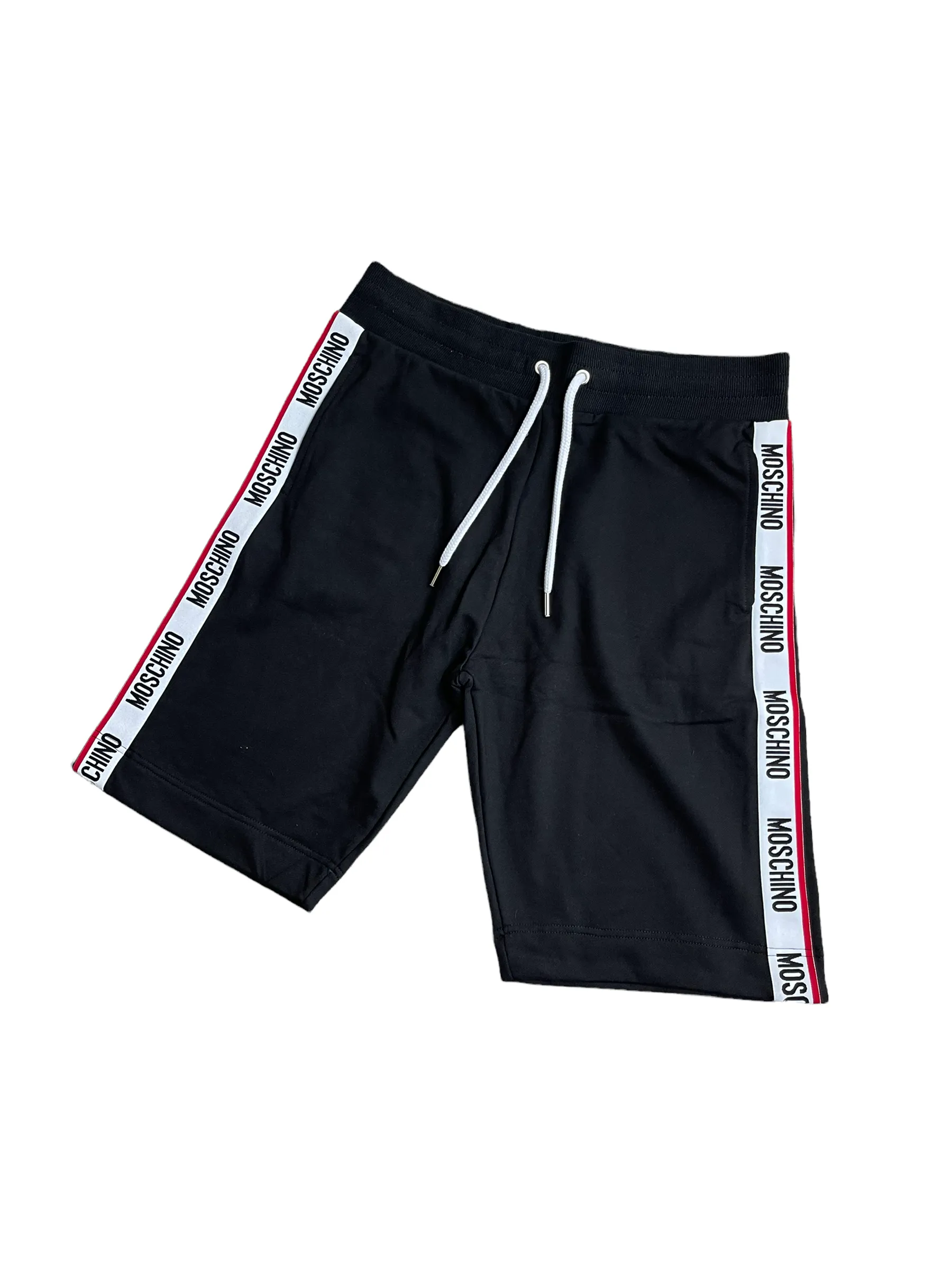 MOSCHINO TAPE COTTON FLEECE SHORTS - BLACK