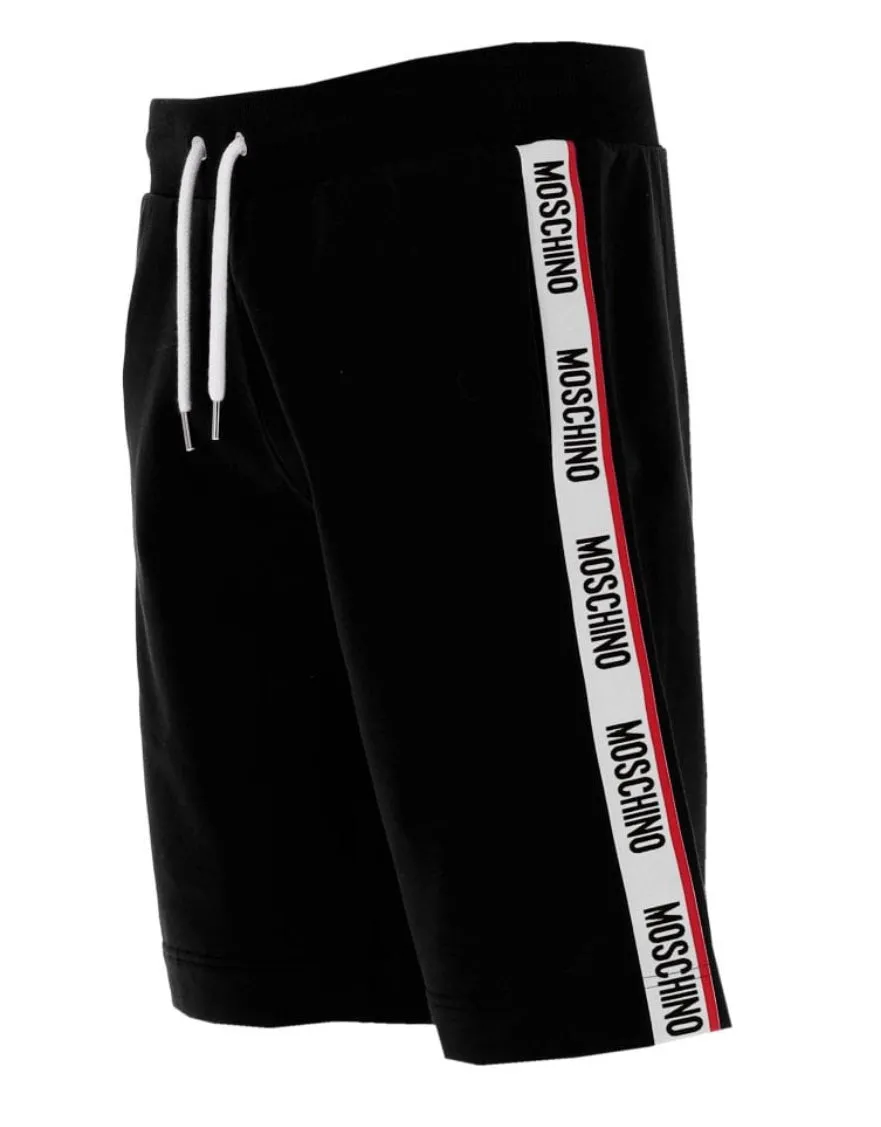 MOSCHINO TAPE COTTON FLEECE SHORTS - BLACK