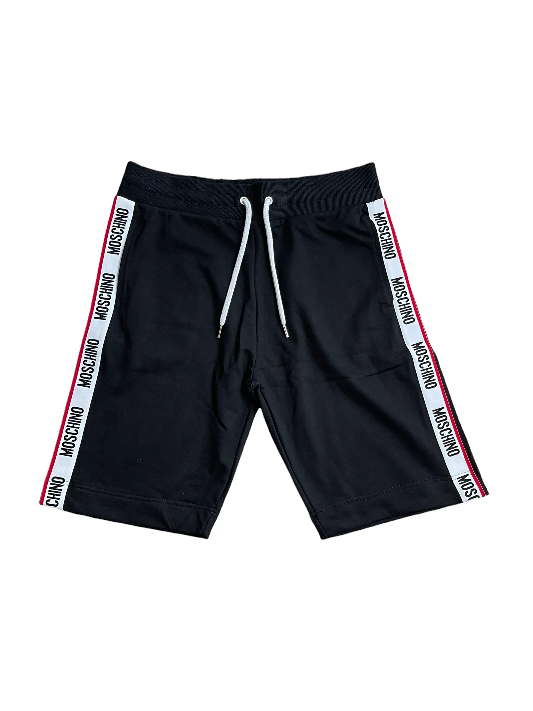 MOSCHINO TAPE COTTON FLEECE SHORTS - BLACK