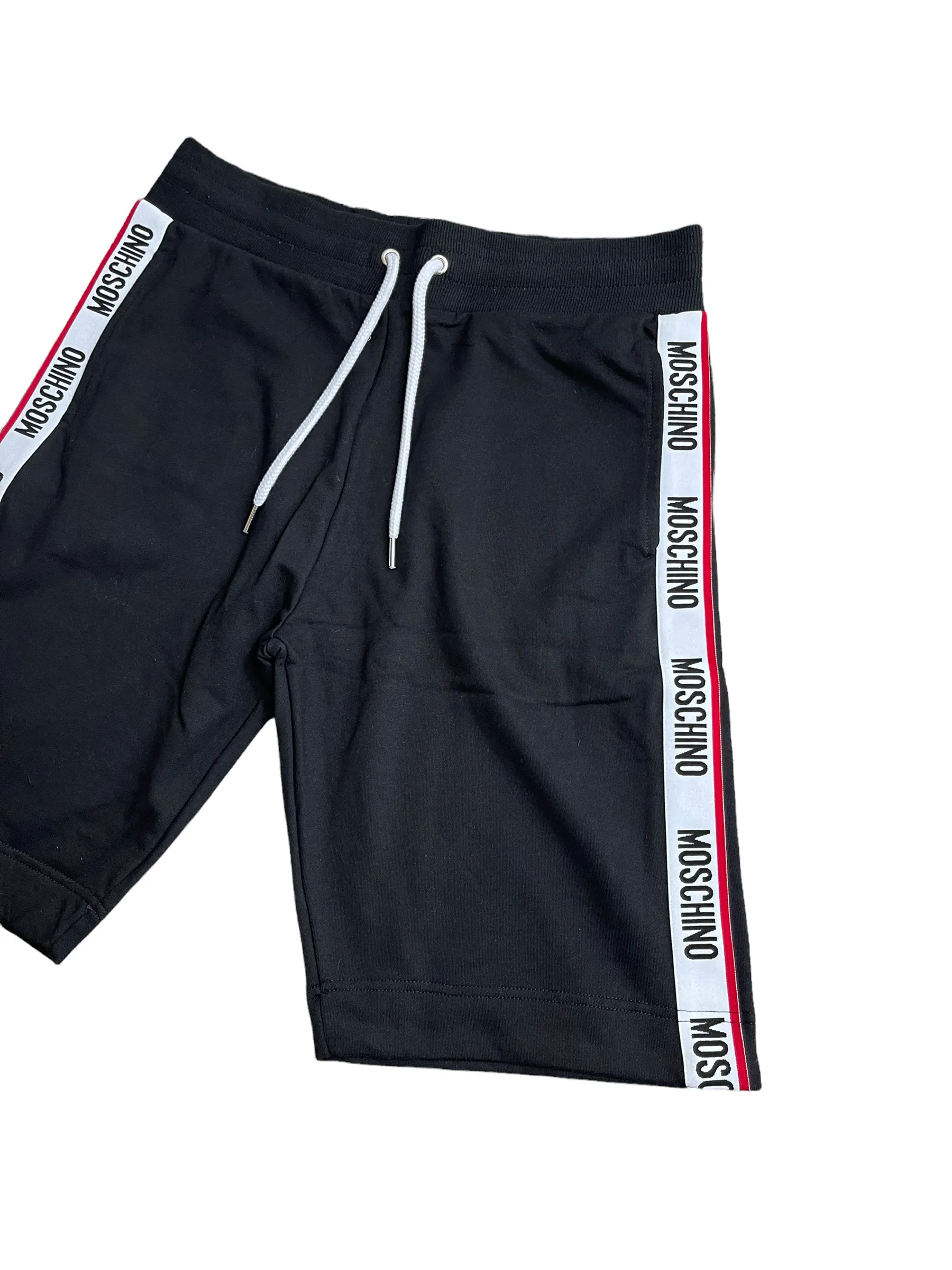 MOSCHINO TAPE COTTON FLEECE SHORTS - BLACK