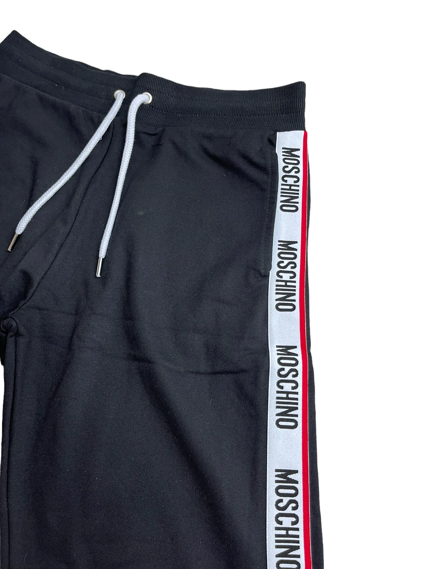 MOSCHINO TAPE COTTON FLEECE SHORTS - BLACK