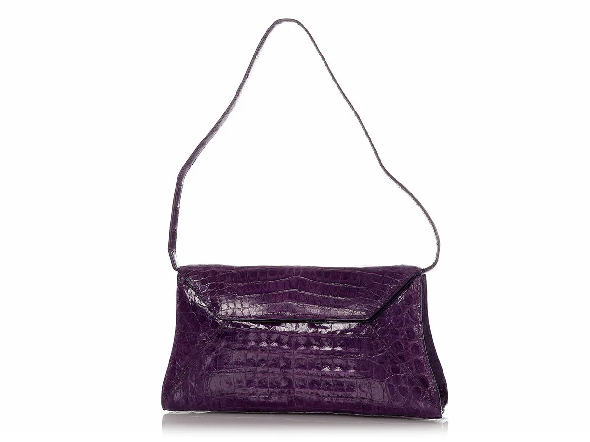 Nancy Gonzalez Purple Crocodile Shoulder Bag