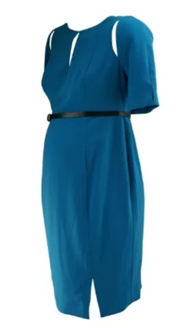 *New* Azul Blue Belted Career Maternity Dress by A Pea in the Pod Collection Maternity (Size Small)