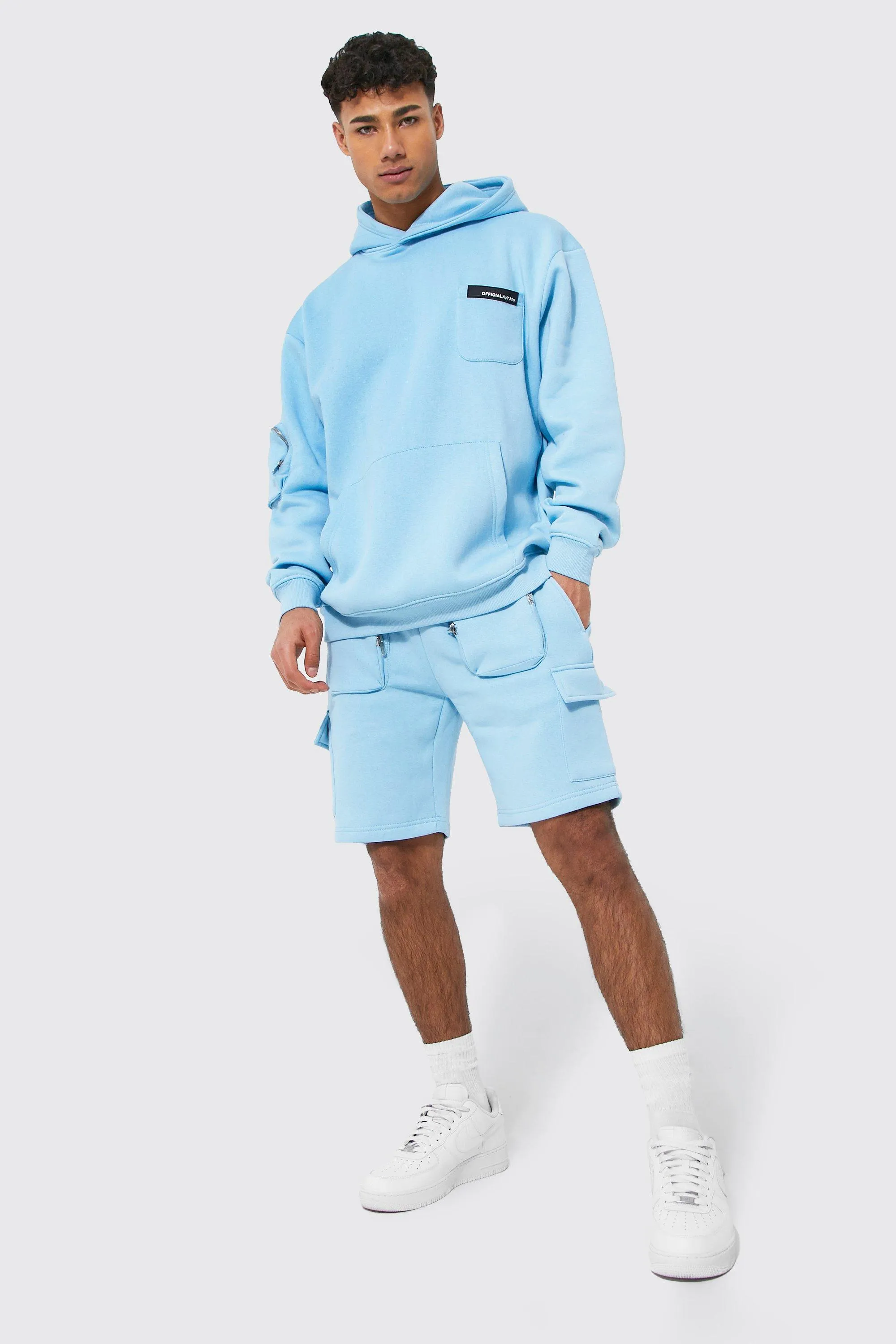 Oversized Official Cargo Short Tracksuit | boohooMAN UK