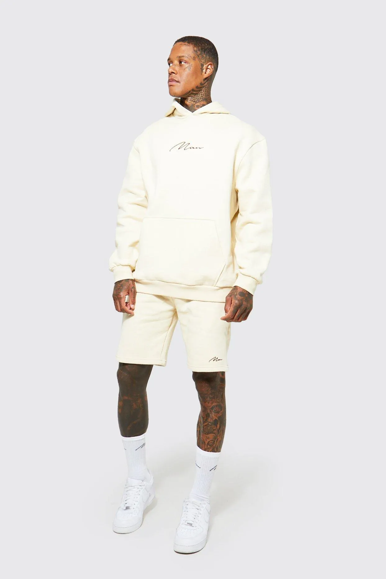 Oversized Signature Hooded Short Tracksuit | boohooMAN UK