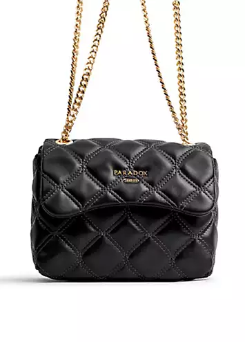 Paradox London Odin Black Faux Leather Quilted Shoulder Bag