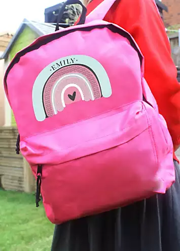 Personalised Momento Personalised Rainbow Pink Backpack | Grattan