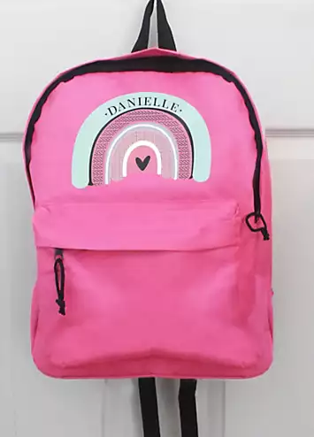 Personalised Momento Personalised Rainbow Pink Backpack | Grattan