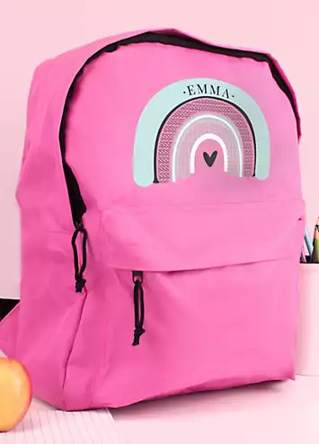 Personalised Momento Personalised Rainbow Pink Backpack | Grattan