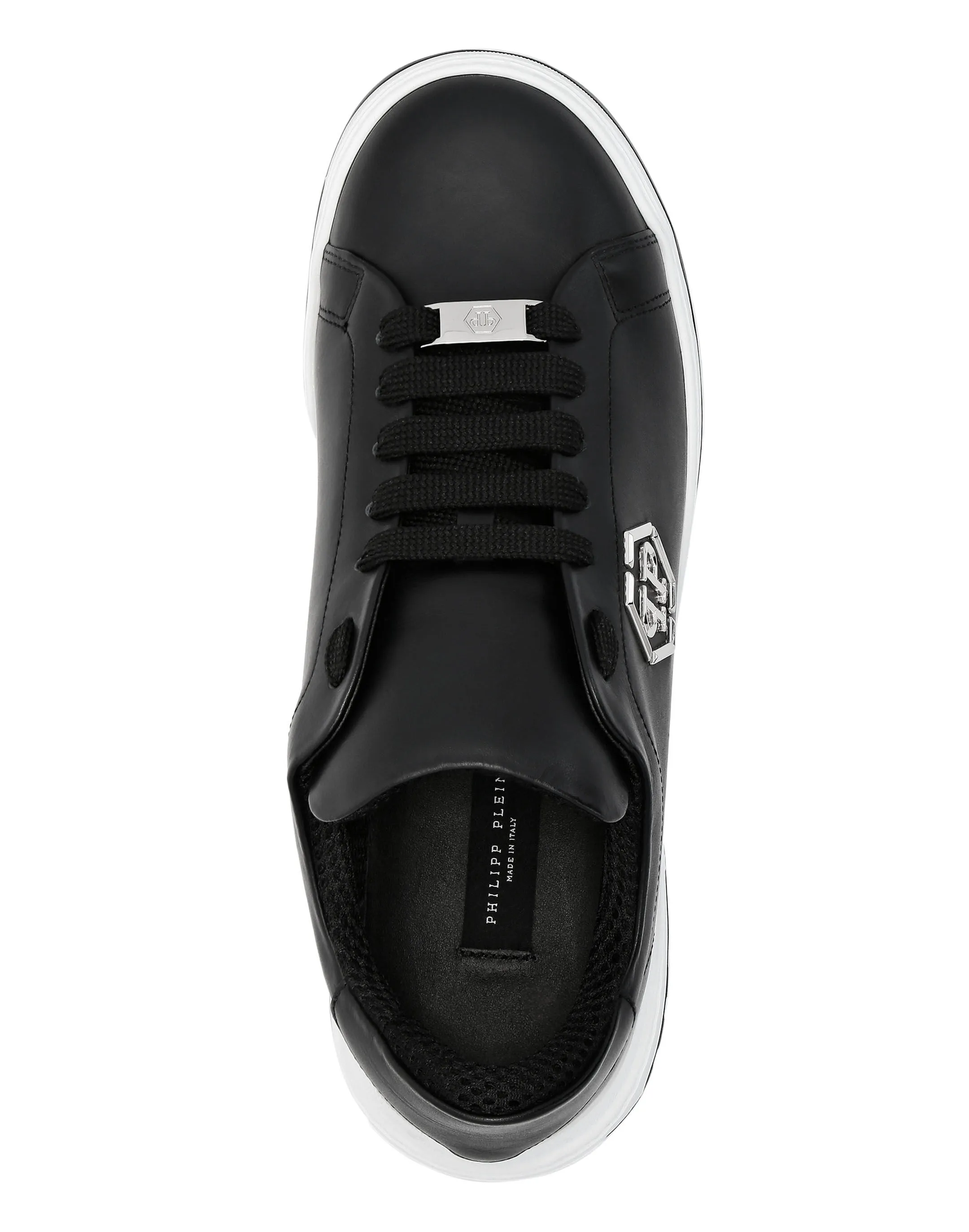 PHILIPP PLEIN Leather Lo-Top Sneakers Skull&Bones