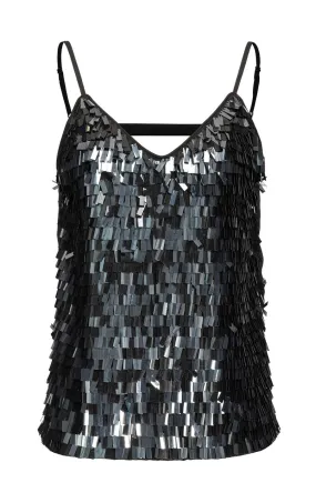 PINKO Vest top with sequinned fringing -                         -                     -                