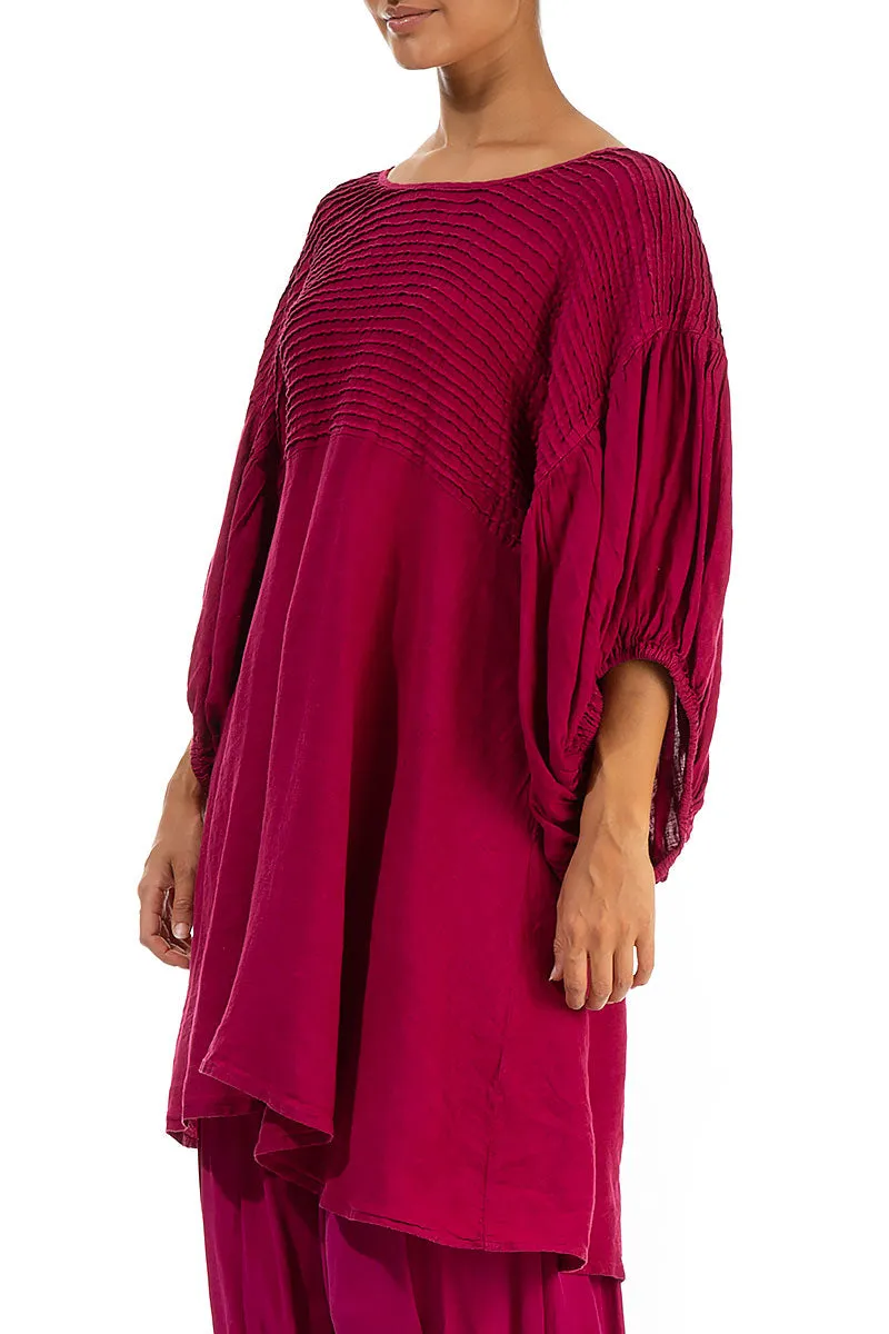 Pleated Berry Linen Tunic