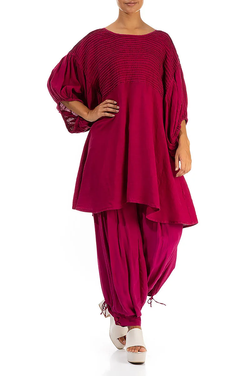 Pleated Berry Linen Tunic