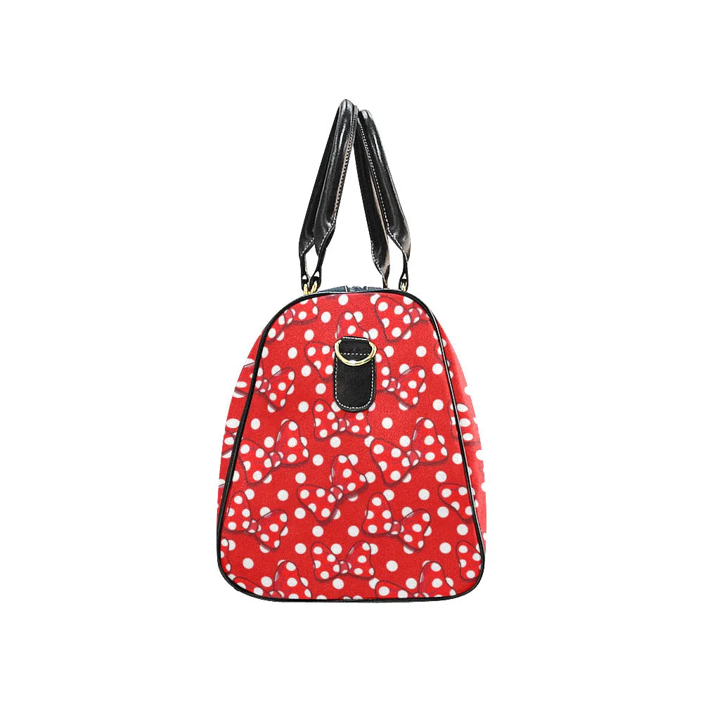 Red With White Polka Dot And Bows Waterproof Luggage Travel Bag